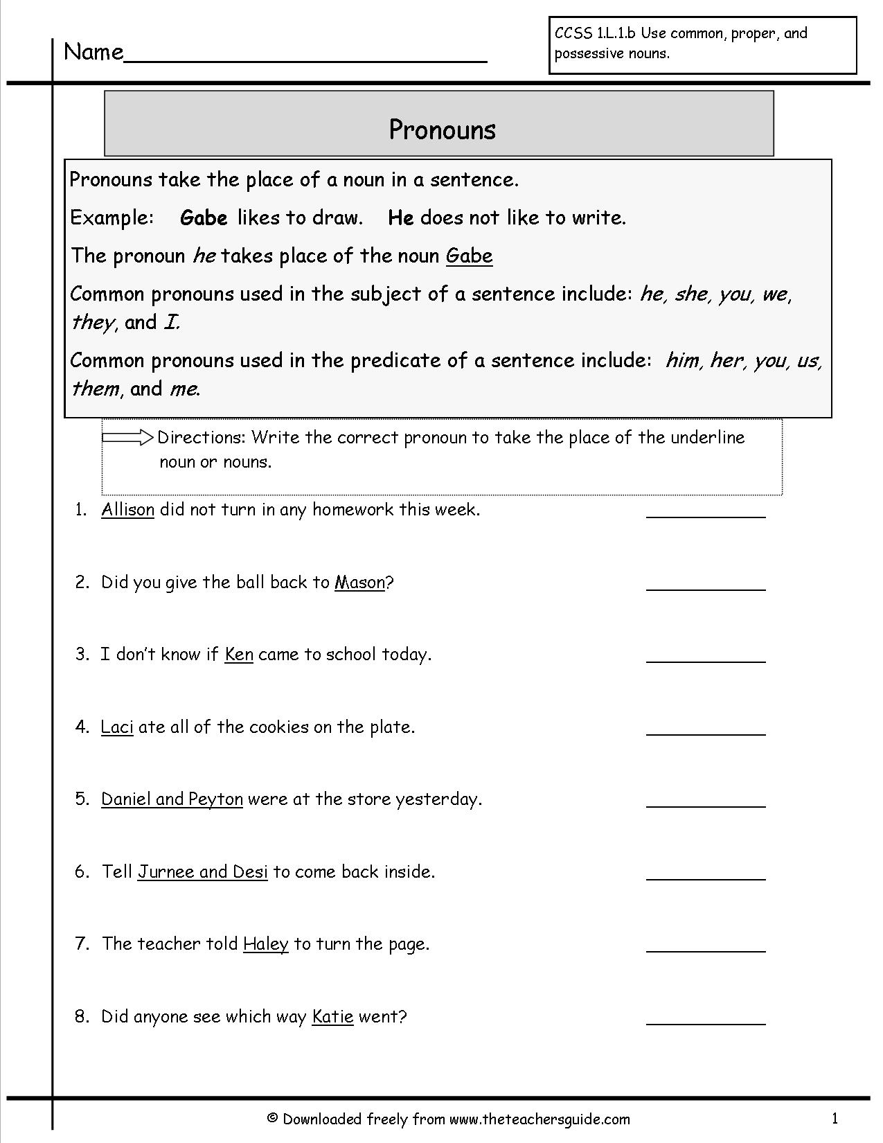 Worksheets For Pronouns The Best Worksheets Image Collection