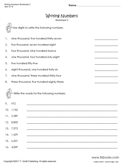 Writing Number Words Worksheets 686886