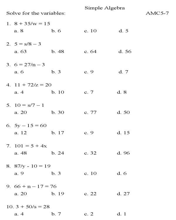 14 Best Images Of Pre Algebra 7th Grade Math Worksheets 7th