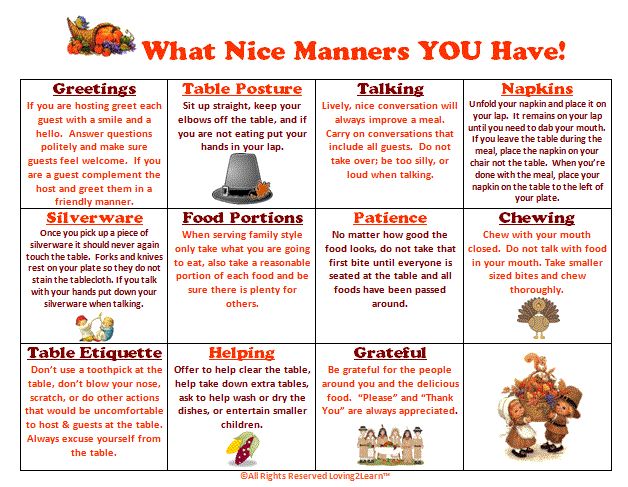 Printable Etiquette Worksheets