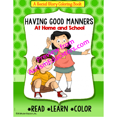 Social Story Coloring Book Series Manners With Free Worksheets For