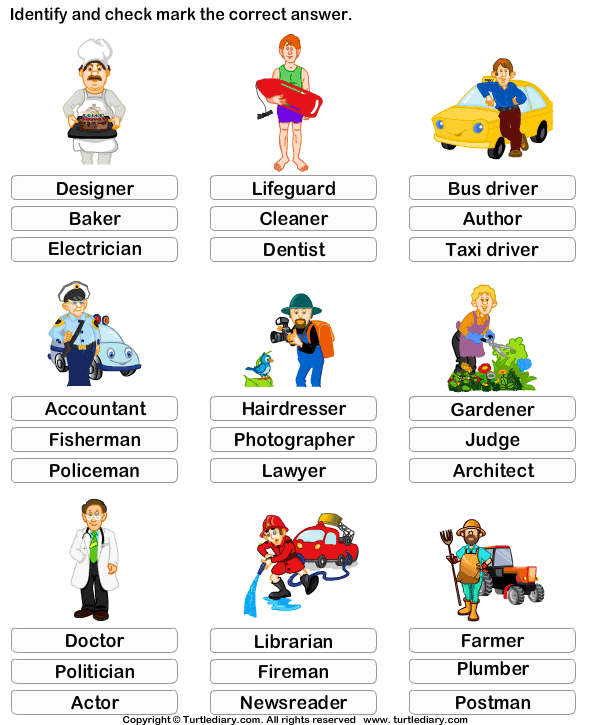 Kindergarten Vocabulary Worksheet  Identify The Job