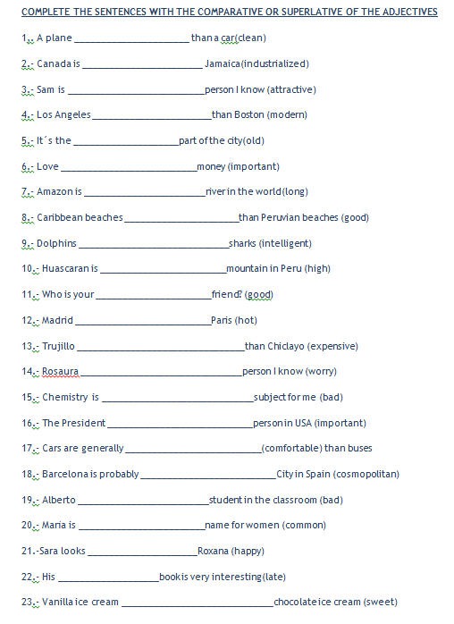 Comparatives And Superlatives Worksheets Worksheets For All