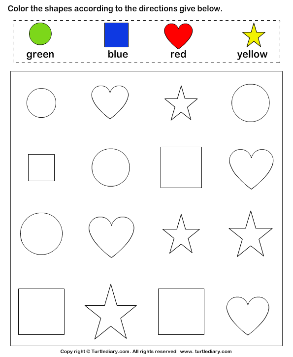Identify Shapes And Color Them Worksheet