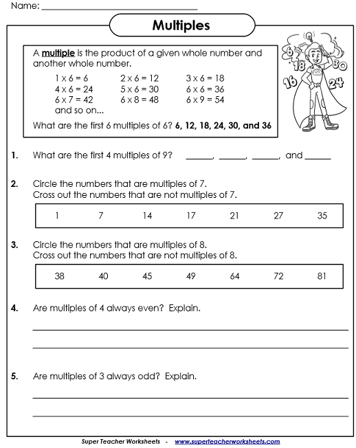 Grade 4 Multiples Worksheet