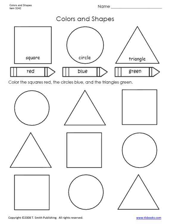 Colors And Shapes Worksheet For Primary Grades