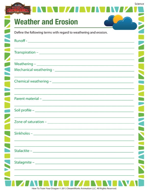 Weather And Erosion Worksheet â Science Printable For 6th Grade
