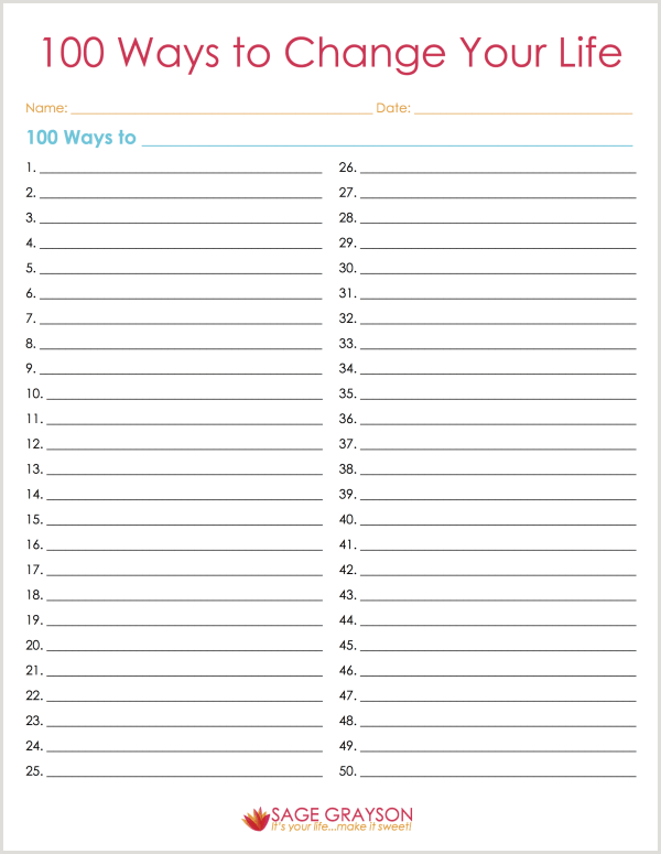 100 Ways To Change Your Life