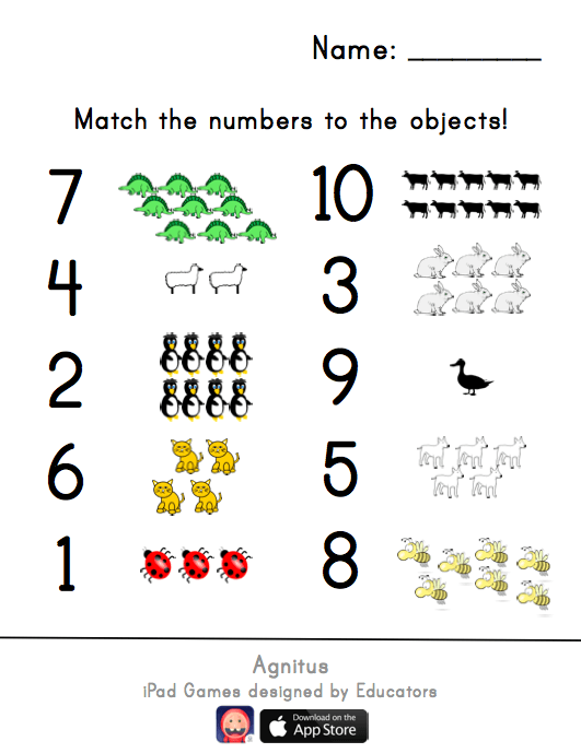 Match The Numbers Worksheet