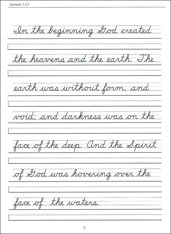 Scripture Character Writing Worksheets D'nealian Beginning Cursive