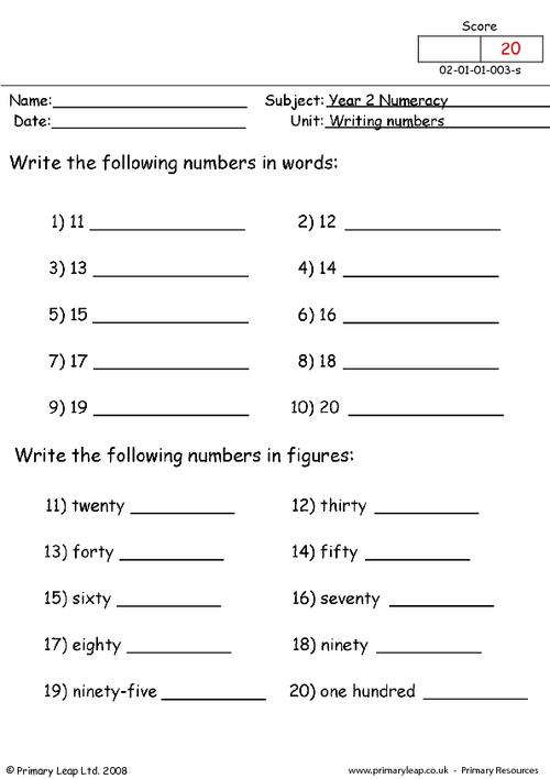 Writing Numbers 3