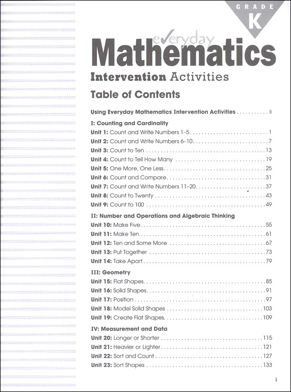 Everyday Mathematics Intervention Activities Kindergarten, Newmark