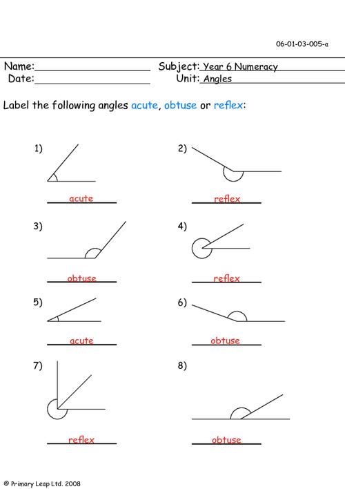 Angles Worksheets With Answers