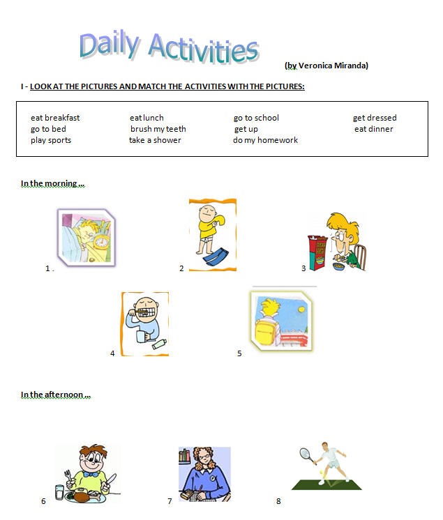 Daily Activities Worksheet