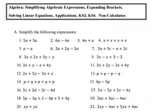 10 Of The Best Algebra Worksheets For Ks3