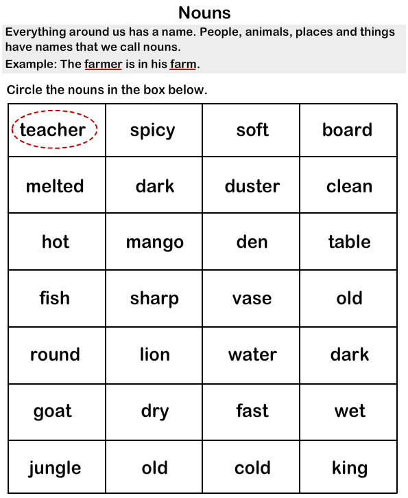 Nouns Worksheets