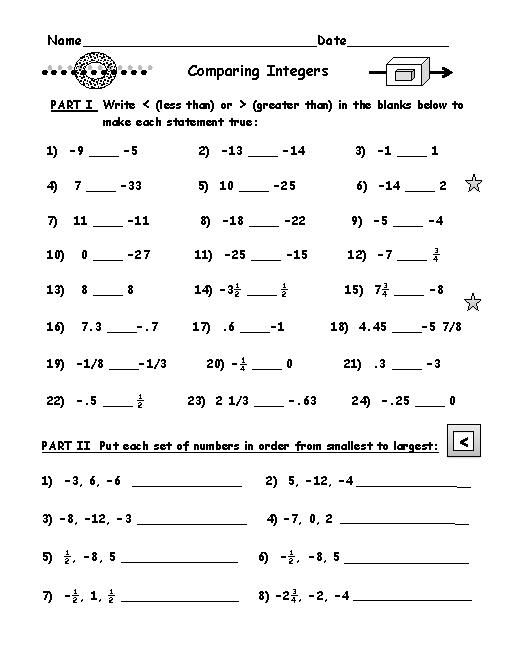 Integers Worksheet Integers Worksheet