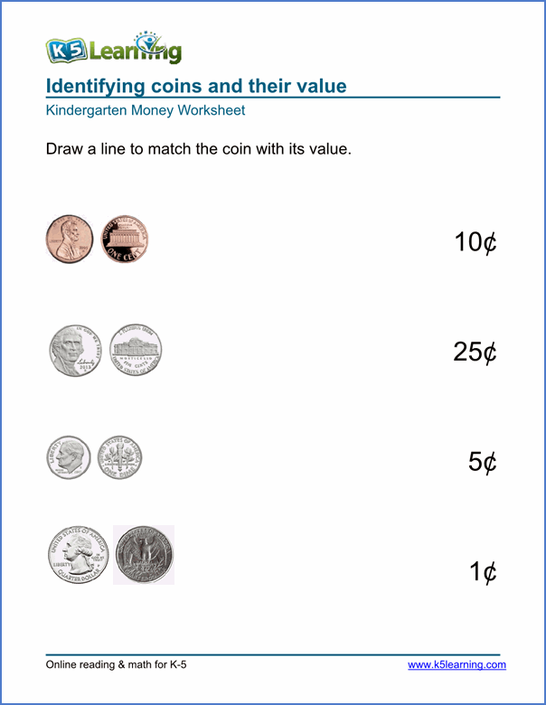 Kindergarten Money Worksheets