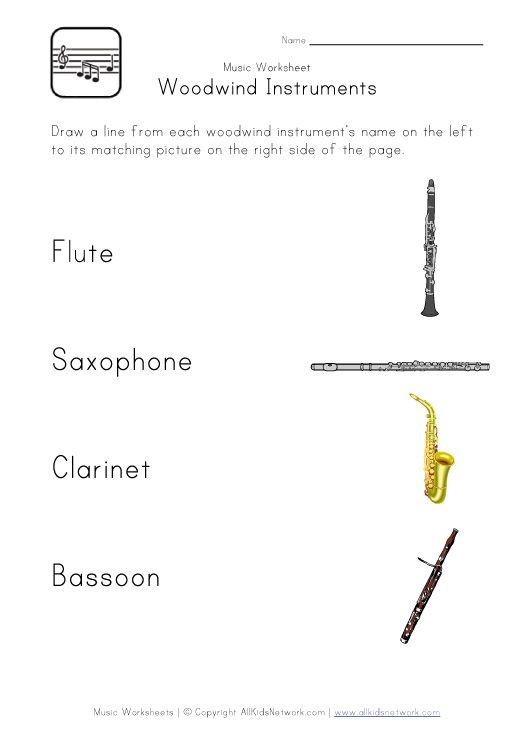 Woodwind Instruments Worksheet