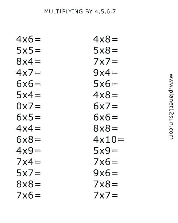 6 And 7 Multiplication Worksheets Best Solutions Of 8 9 A By
