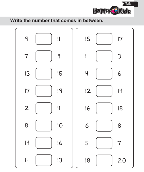 Kindergarten Maths Number In Between, After And Before
