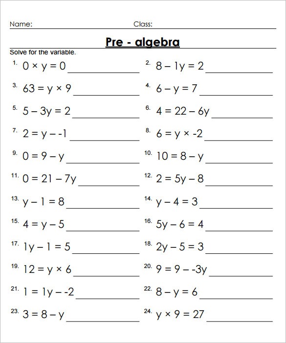 13+ 7th Grade Algebra Worksheet Templates â Free Word & Pdf