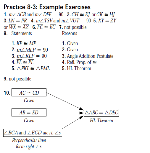 Geometry Worksheet Answer Keys