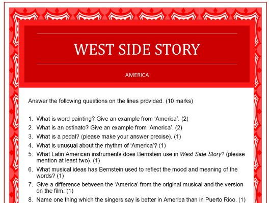 Questions On 'america' From West Side Story By Sparkhallo