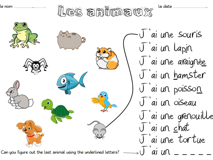 Les Animaux Match Up Worksheet By Emmy91