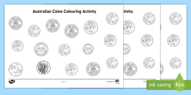 Australian Coins Colouring Activity