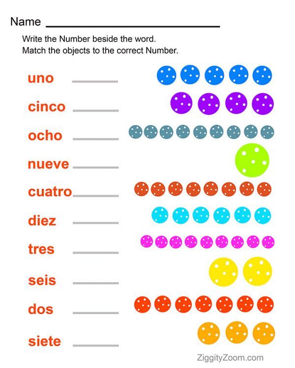 Spanish Numbers Printable Worksheet
