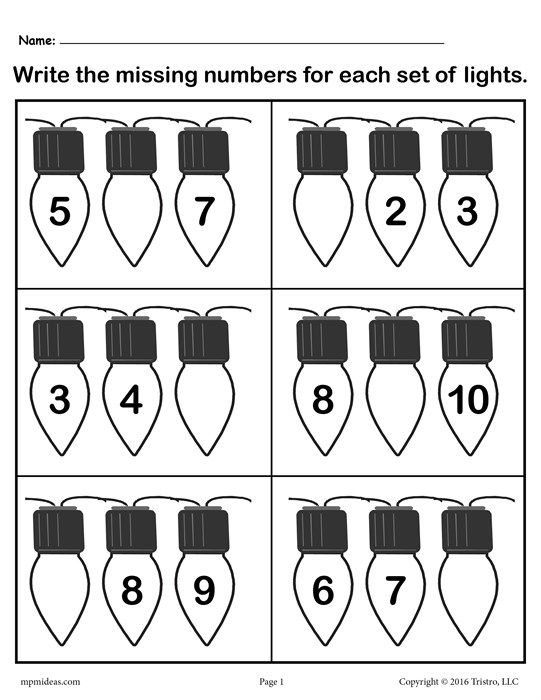 Fill In The Missing Numbers  Christmas Themed Number Worksheet