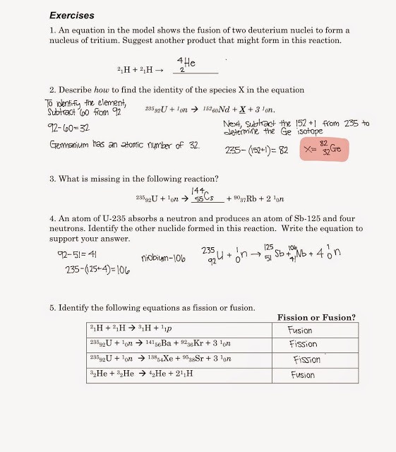 Tom Schoderbek Chemistry  Nuclear Fission And Fusion Worksheet