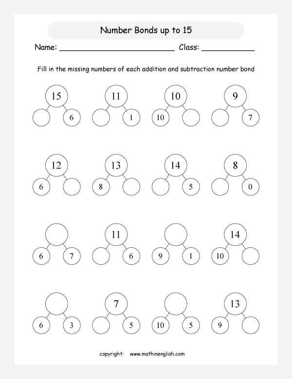 Solve The Addition And Subtraction Number Bonds Up To 15  The Sum