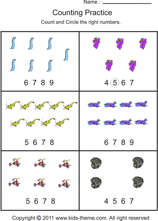 Worksheet 10 Counting Objects Up To And Circle The Correct Number