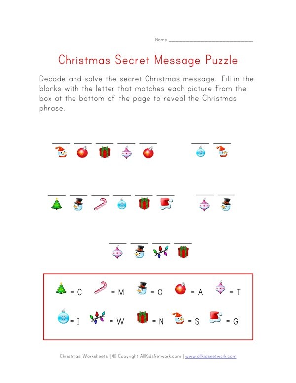 Christmas Puzzle Worksheet
