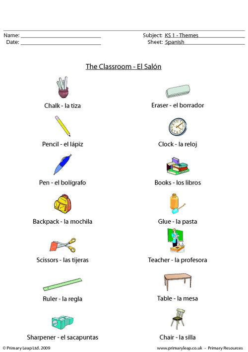 Classroom Objects In Spanish Worksheet The Best Worksheets Image