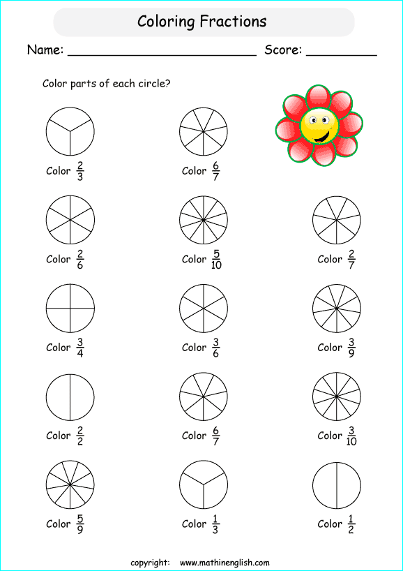 Color Fractions In Basic Shapes Introduction To Understanding