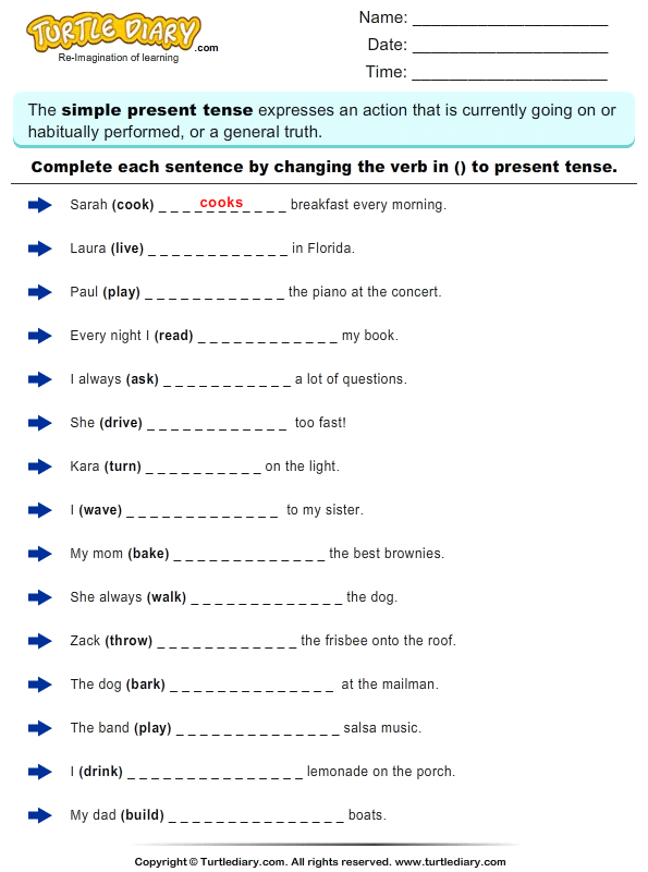 Every Great Simple Tenses Worksheets For Grade 1 Picture On The