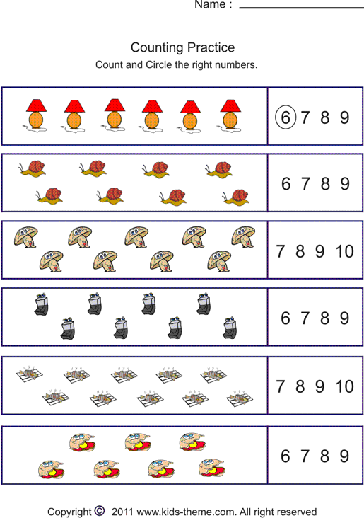 Counting Objects To 10 Worksheets