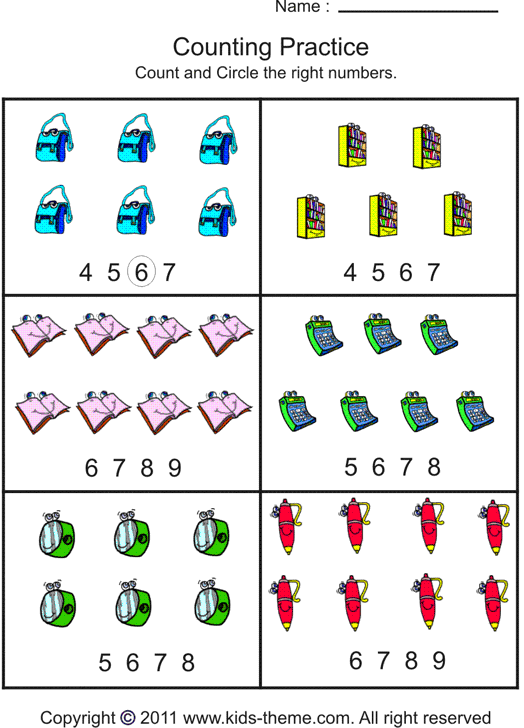 Counting Objects To 10 Worksheets