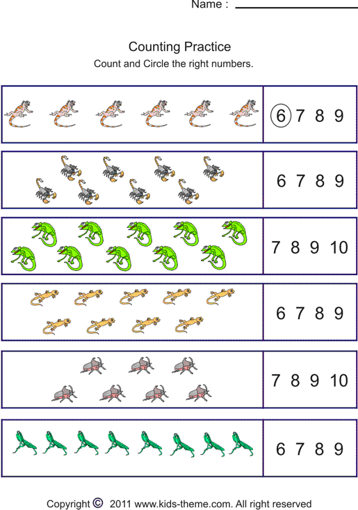 Counting Objects To 10 Worksheets