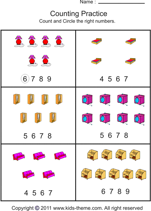 Counting Objects To 10 Worksheets
