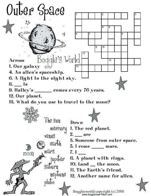 Crosswords For Esl Worksheets Kindergarten Students