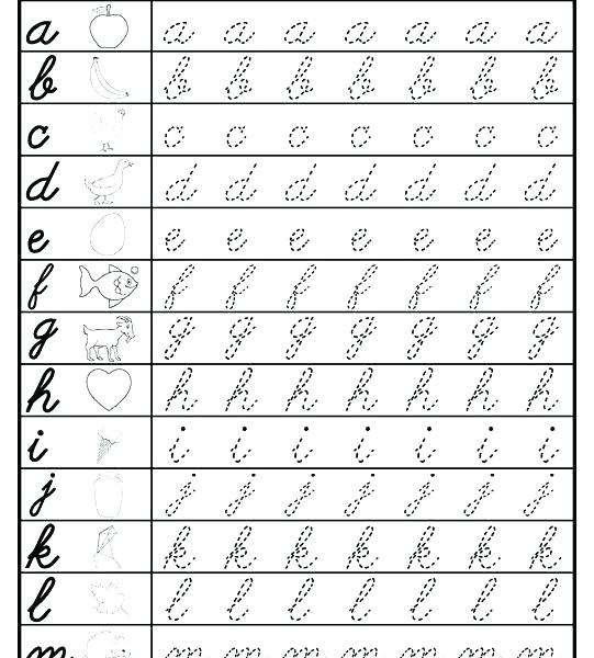 Cursive Alphabet Worksheets Pdf Trace Lowercase Letters And Write