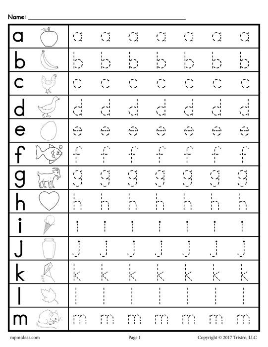 Free Lowercase Letter Tracing Worksheets