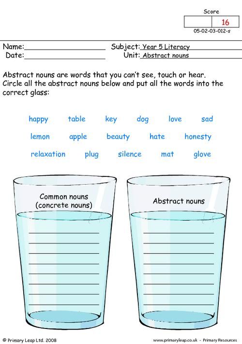 Abstract Nouns Worksheets For 3rd Grade  Concrete And Abstract