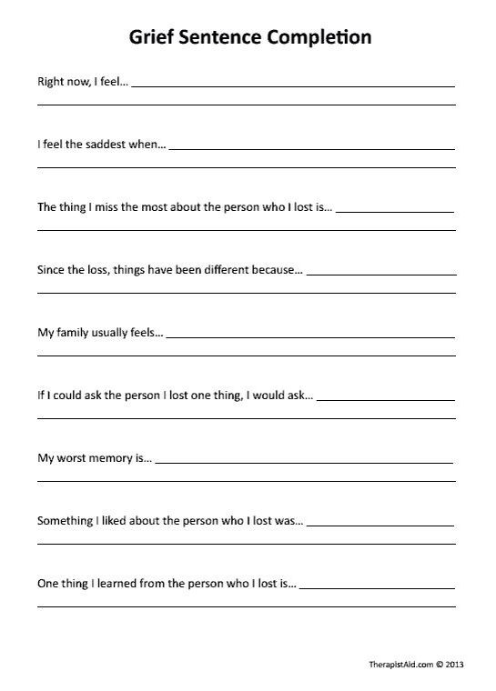 Printables  Grief And Loss Worksheets  Lemonlilyfestival