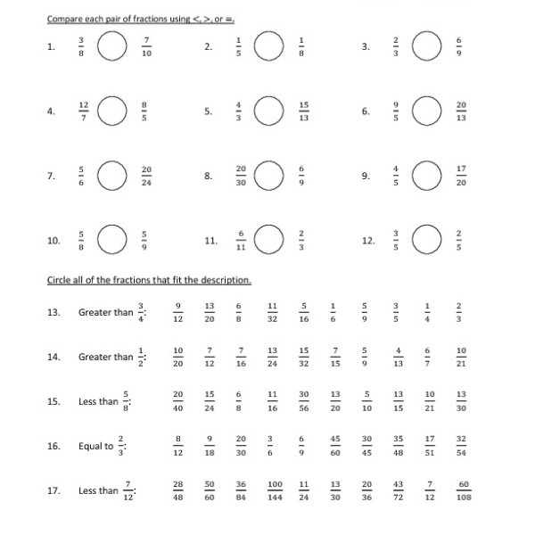 Fractions, Decimals And Percents â Page 3 â One Page Worksheets