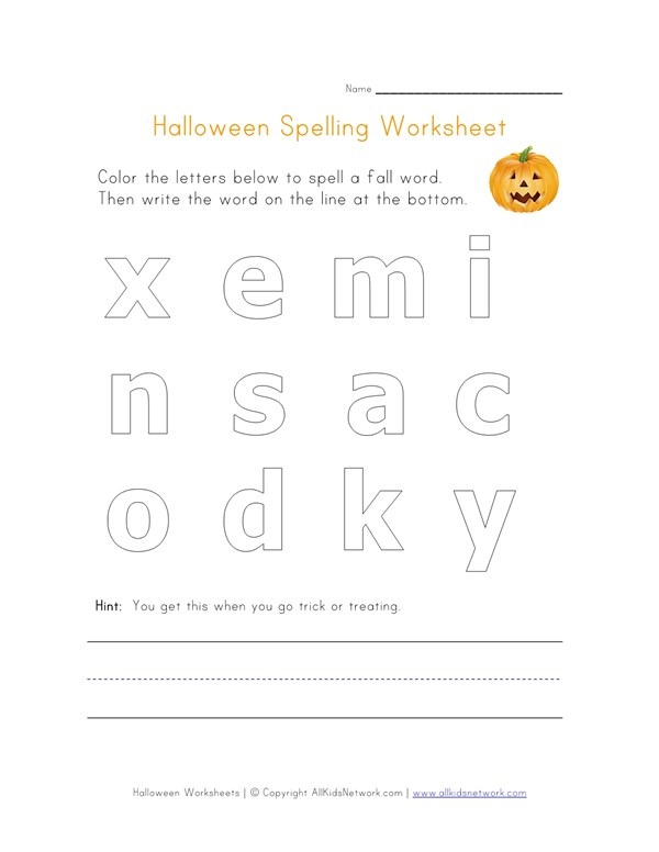 Halloween Spelling Worksheet